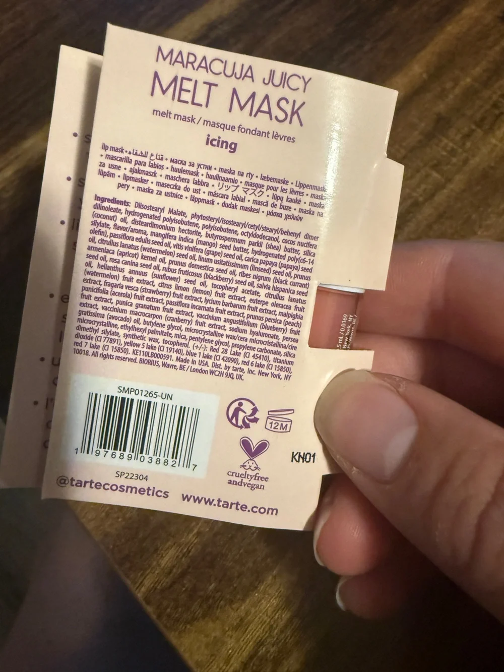 ❤️ 3/$25 TARTE maracuja juicy lip nourishing melt mask in the shade icing